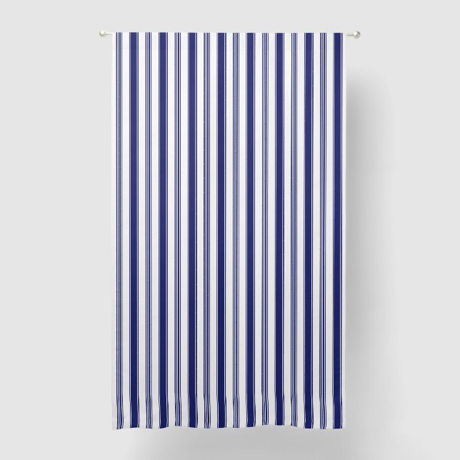 Sailor Blue Vertical Stripes Blackout Curtains (Front)