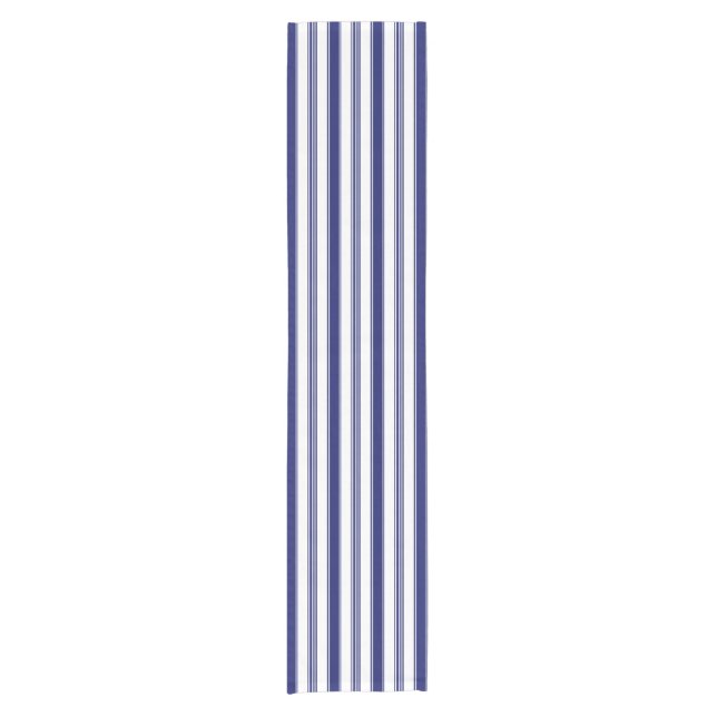 Sailor Blue Vertical Stripes Short Table Runner (Front)