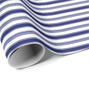 Sailor Blue & White Stripe (small scale) Wrapping Paper