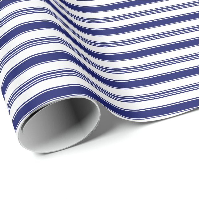 Sailor Blue & White Stripe (small scale) Wrapping Paper (Roll Corner)