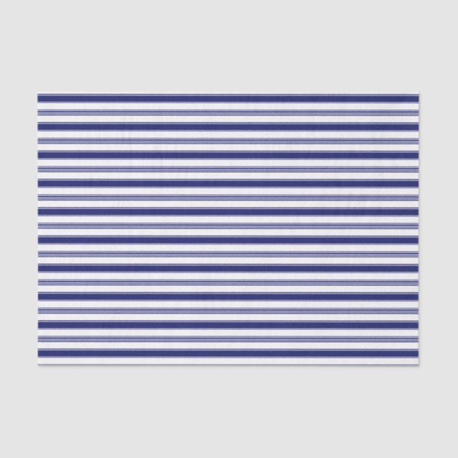 Sailor Blue & White Stripes (large scale) Tissue Paper (Front)