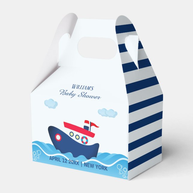 Sailor Boat Baby Shower Favor Box (Front Side)