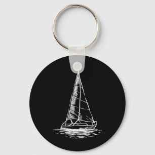 Sailor Boating Anchor - Simple Line Drawing Sailbo Keychain