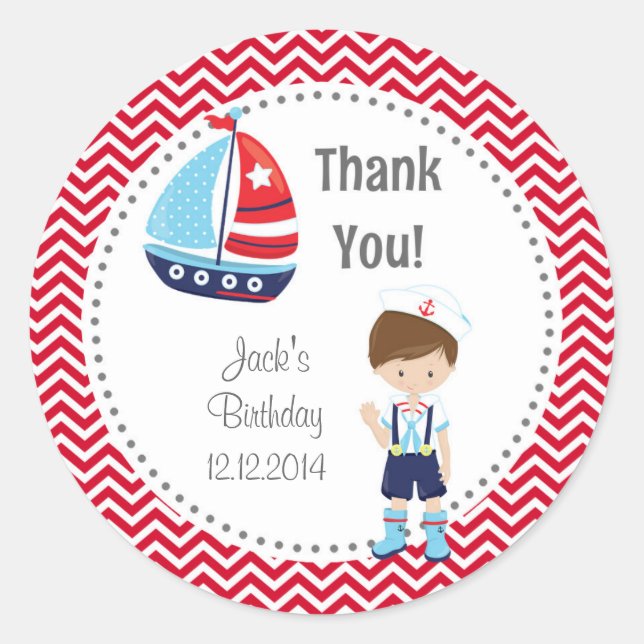 Sailor Boy Birthday Stickers (Front)