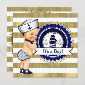 Sailor Boy Nautical Baby Shower Invitation (Front/Back)