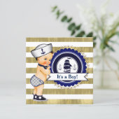 Sailor Boy Nautical Baby Shower Invitation (Standing Front)