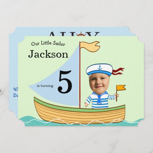 Sailor Boys 5th Birthday Invitation