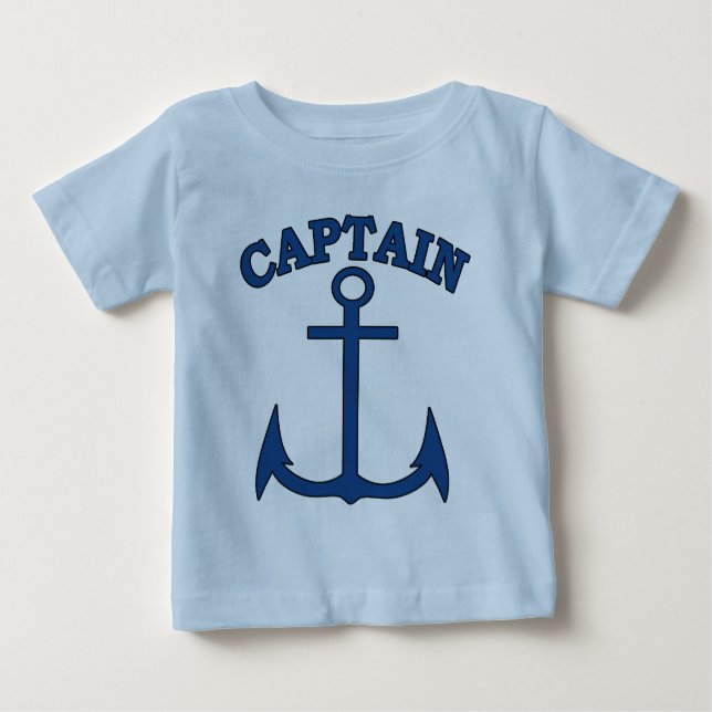 Sailor Captain Blue Anchor Baby Boy T-shirt (Front)