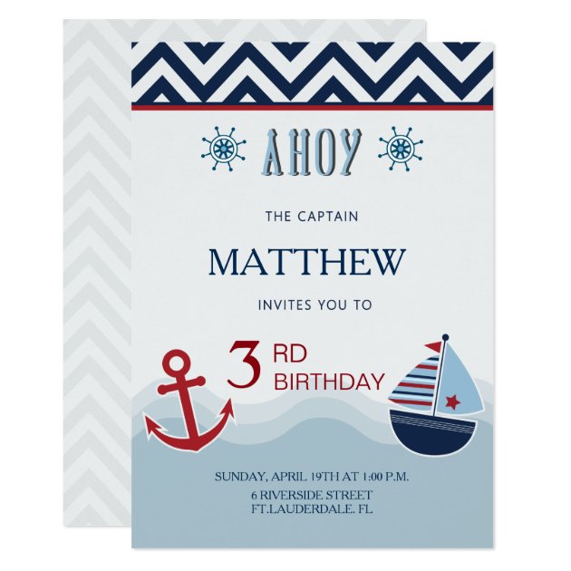 Sailor Card Invitation Birthday