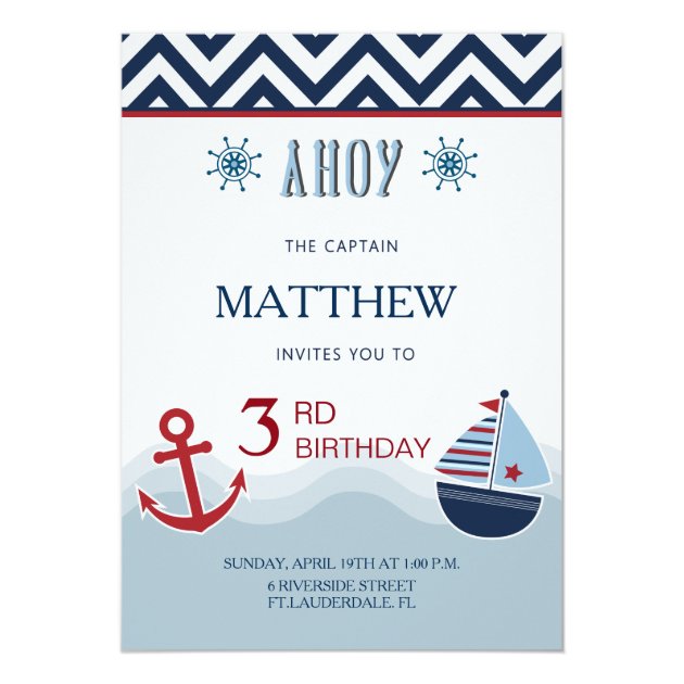 Sailor Card Invitation Birthday