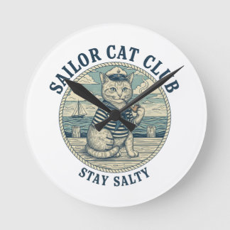 Sailor Cat Club Round Clock