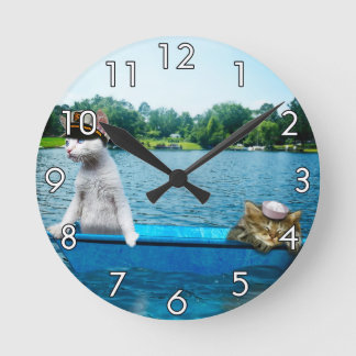 Sailor Cats Round Clock