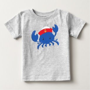 Sailor Crab, Cute Crab, Sailor Hat, Sea, Sailing Baby T-Shirt