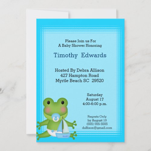 Sailor Frog Baby Shower Invitation