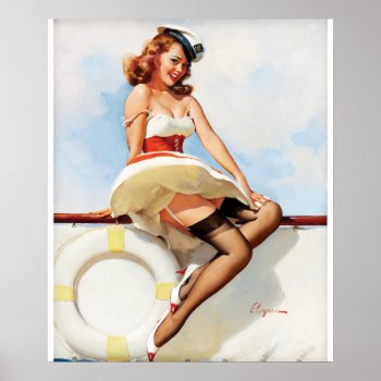 Sailor Girl  1970s Pin Up Art Poster by Pin_Up_Art at Zazzle