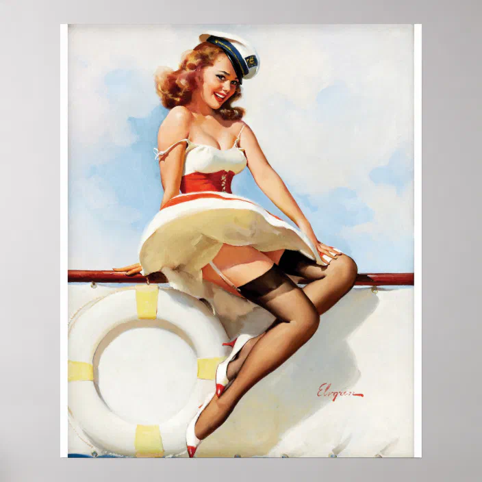 Vintage Art Print Poster A1 A2 A3 A4 A5 Sailor  Pin Up Girl 