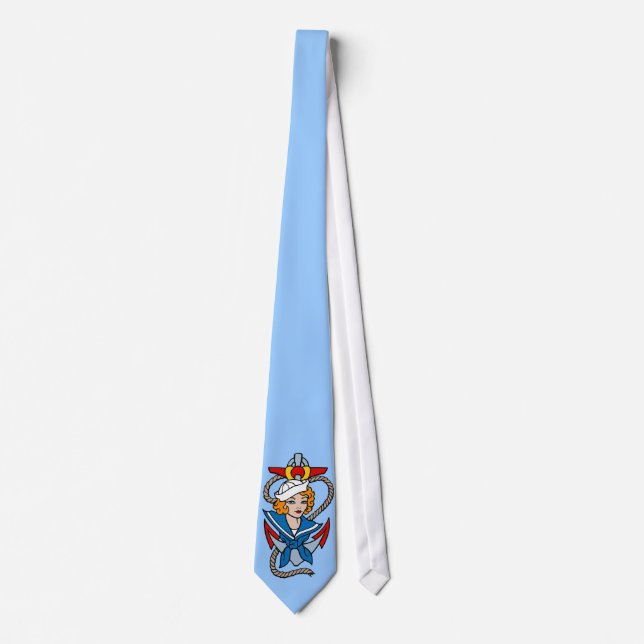 Sailor Girl and Anchor Tattoo Art Tie (Front)