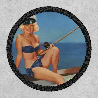 Sailor Girl Fishing Vintage pin Up Patch