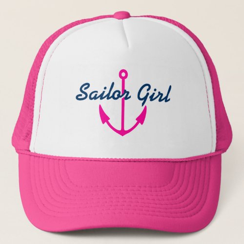 Sailor girl hat with pink boat anchor
