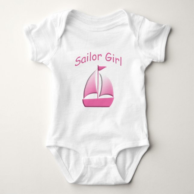 Sailor Girl Pink Sailboat Bodysuit (Front)
