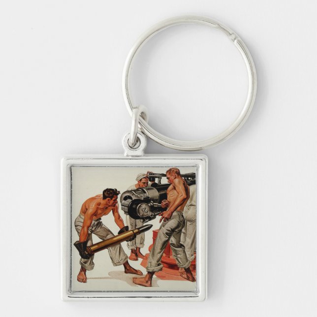 Sailor Hunks Loading the Big Gun Keychain (Front)