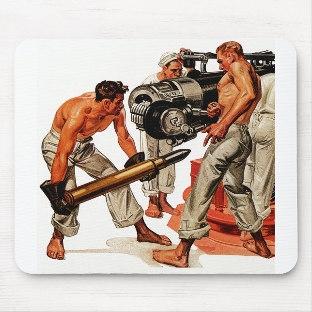 Sailor Hunks Loading the Big Gun Mouse Pad (Front)