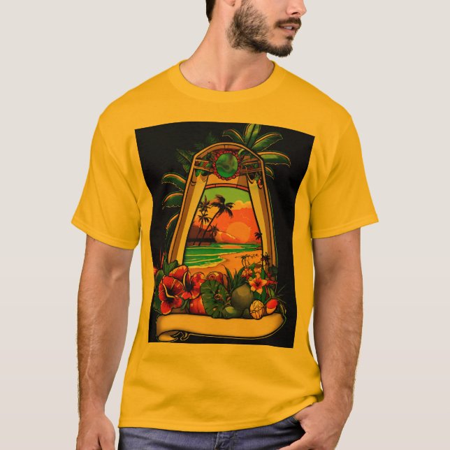 Sailor Jerry-Inspired Beach Tattoo Art T-Shirts" T-Shirt (Front)