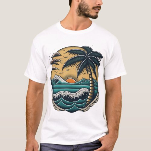 Sailor Jerry Inspired Tropical Tattoo Art T_shirt