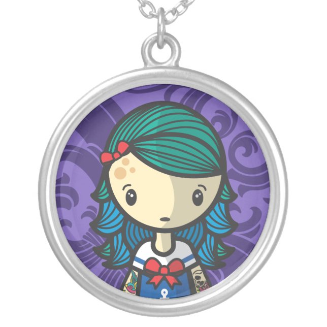 sailor lolita silver plated necklace (Front)