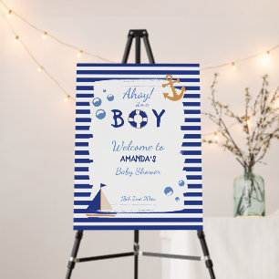 Sailor Marine Blue Baby Shower Welcome Sign