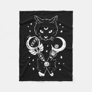 Sailor Meow Cute Moon Cat Space Magic Gothic Hallo Fleece Blanket