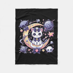 Sailor Meow Cute Moon Cat Space Magic Gothic Hallo Fleece Blanket