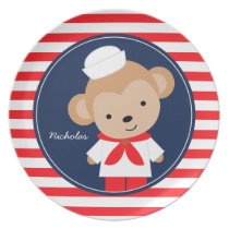 Sailor Monkey Personalized Dinner Plate