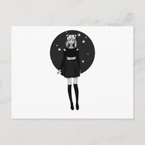 Sailor moon gothic watercolor postcard