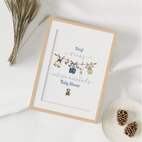 Sailor Nautical Clothesline Baby Shower Welcome Poster