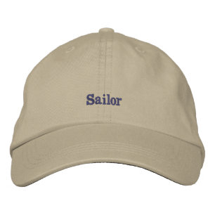 Sailor Nautical Minimal Text Design Embroidered Baseball Cap