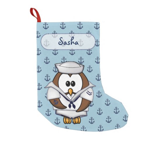 sailor owl small christmas stocking