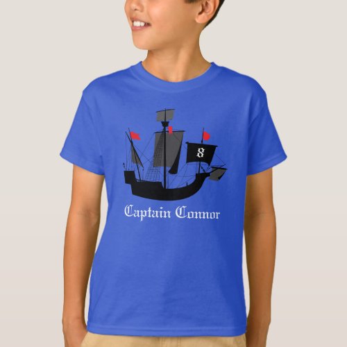 Sailor Pirate Boys Birthday T Shirt Blue