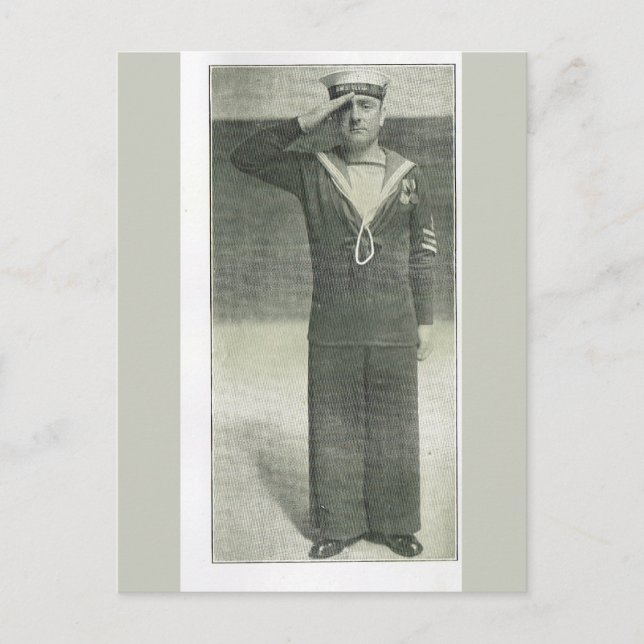 Sailor saluting after receiving medals postcard (Front)