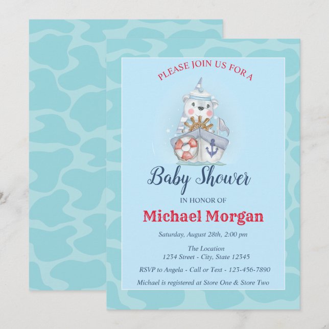 Sailor,Sea,Ahoy It's a BOY Baby Shower Invitation (Front/Back)