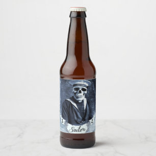 Sailor skull beer bottle label