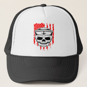 Sailor Skull & Flag #USAPatriotGraphics © Trucker Hat