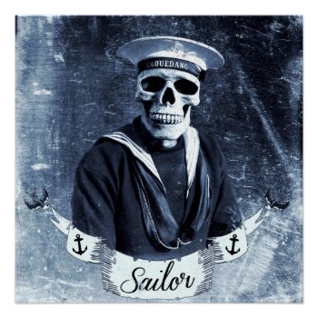 Sailor Skull Poster by jahwil at Zazzle