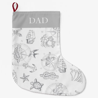 Sailor Tattoos Nautical Maritime Patterned Large Christmas Stocking
