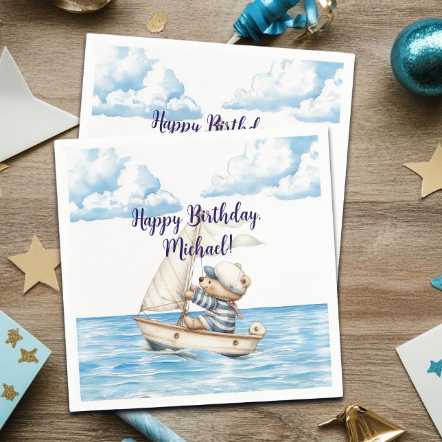 Sailor Teddy Bear Birthday Napkins (Creator Uploaded)
