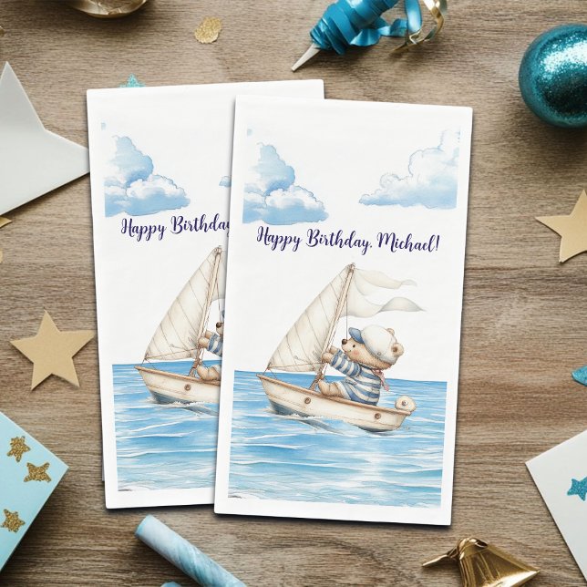 Sailor Teddy Bear Birthday Paper Guest Towels (Creator Uploaded)