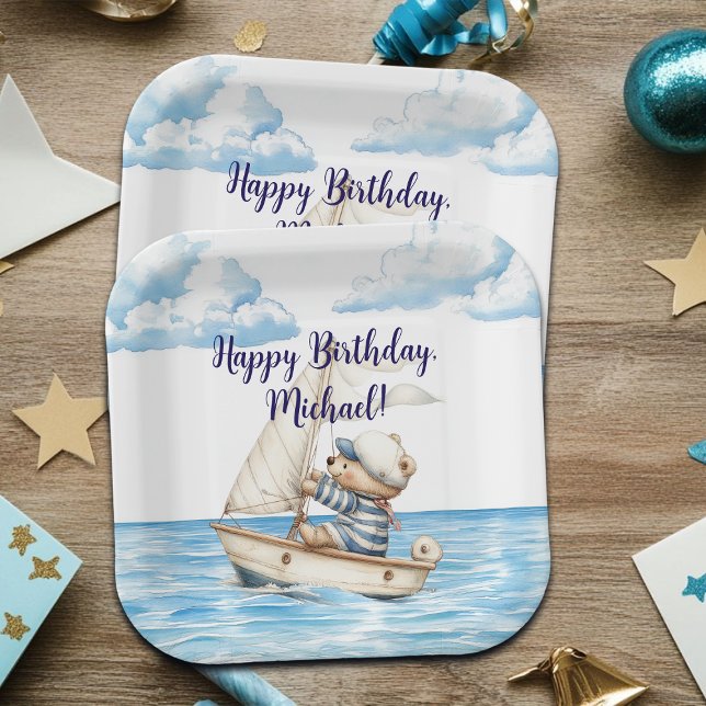 Sailor Teddy Bear Birthday Party Paper Plates (Creator Uploaded)