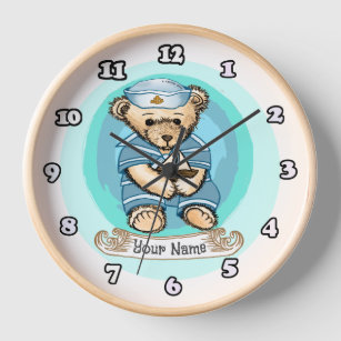 Sailor Teddy Bear custom name Clock