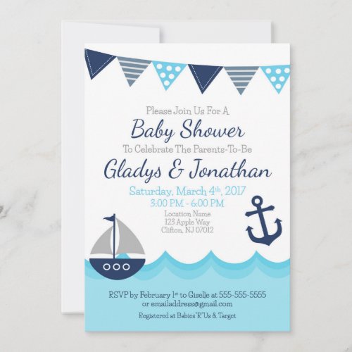 Sailor Theme Baby Shower Invitation