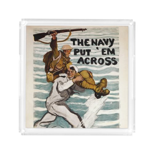 Sailor Wading As He Carries A Soldier On Shoulder Acrylic Tray